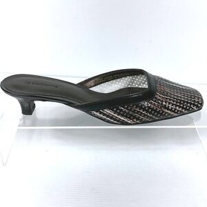Liz‎ Claiborne Size 9 Bessie Leather Mules Heels Square Toe Black Womens